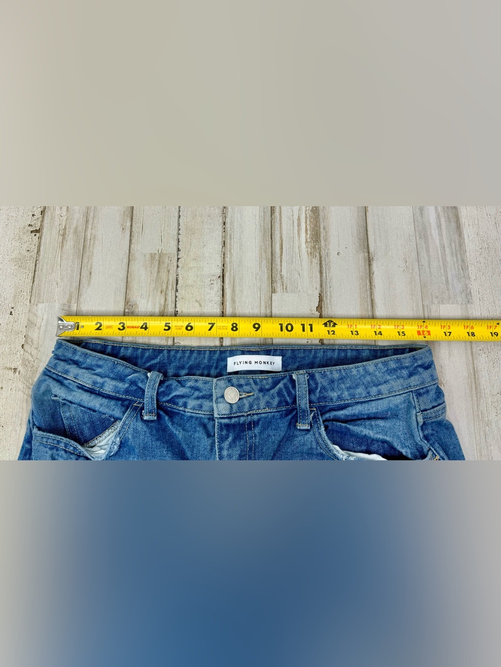 Flying Monkey Jeans Womens 32x26 Blue Medium Wash Mid Rise Distressed - Picture 6 of 11